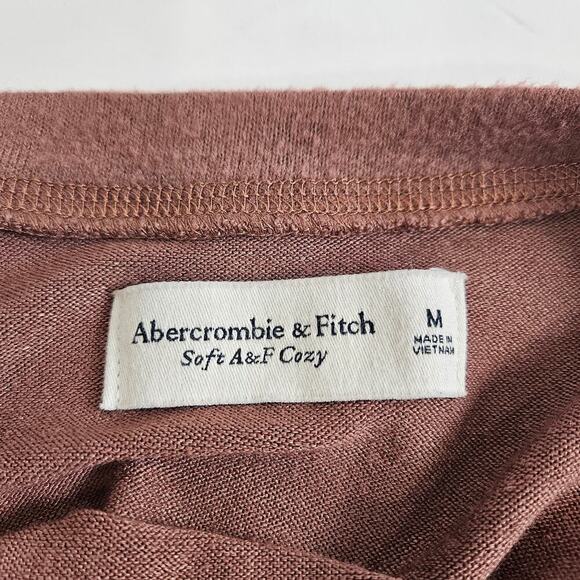 Abercrombie Soft & Cozy Medium Brown Long Sleeve Elastic Waist Top - Picture 3 of 9